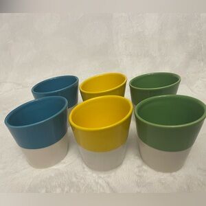 Collectible TAZO Tea, Starbucks 6 Colorful Ceramic Cup Set: Blue, Yellow, Green